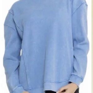 Sunnyside by Sundry Light Blue Waffle Knit Crewneck Top